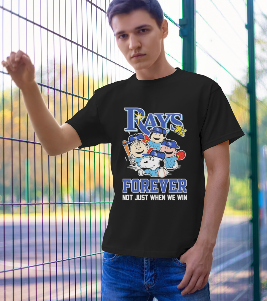 Tampa Bay Rays Peanuts Characters Baseball Forever Not Just When We Win T-Shirt