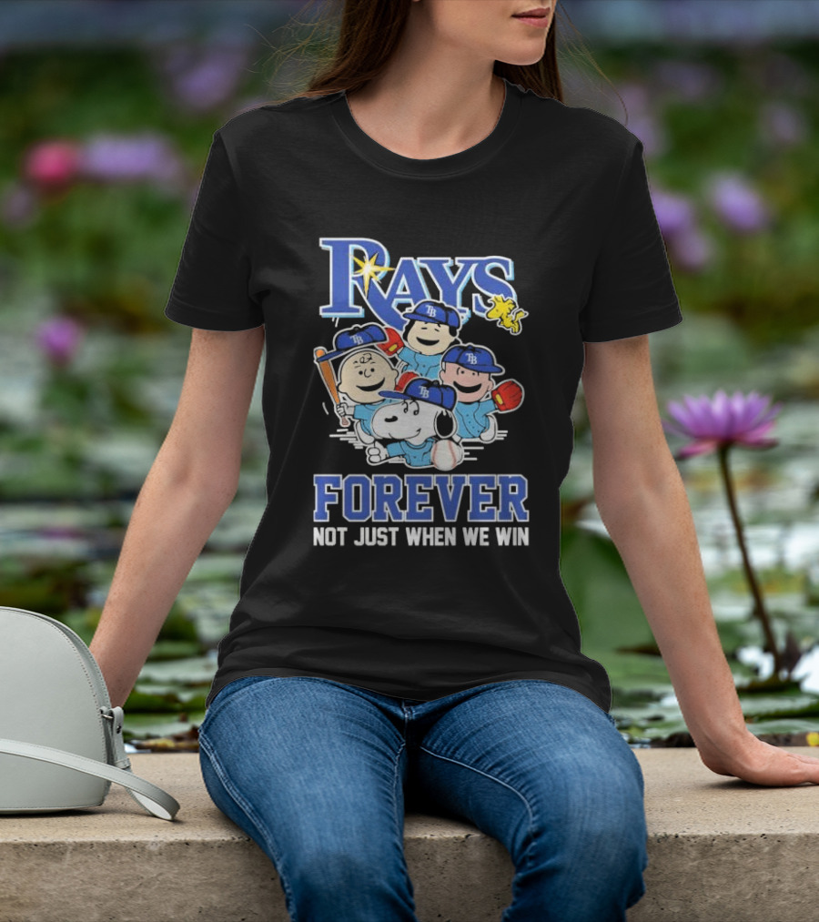 Tampa Bay Rays Peanuts Characters Baseball Forever Not Just When We Win T-Shirt