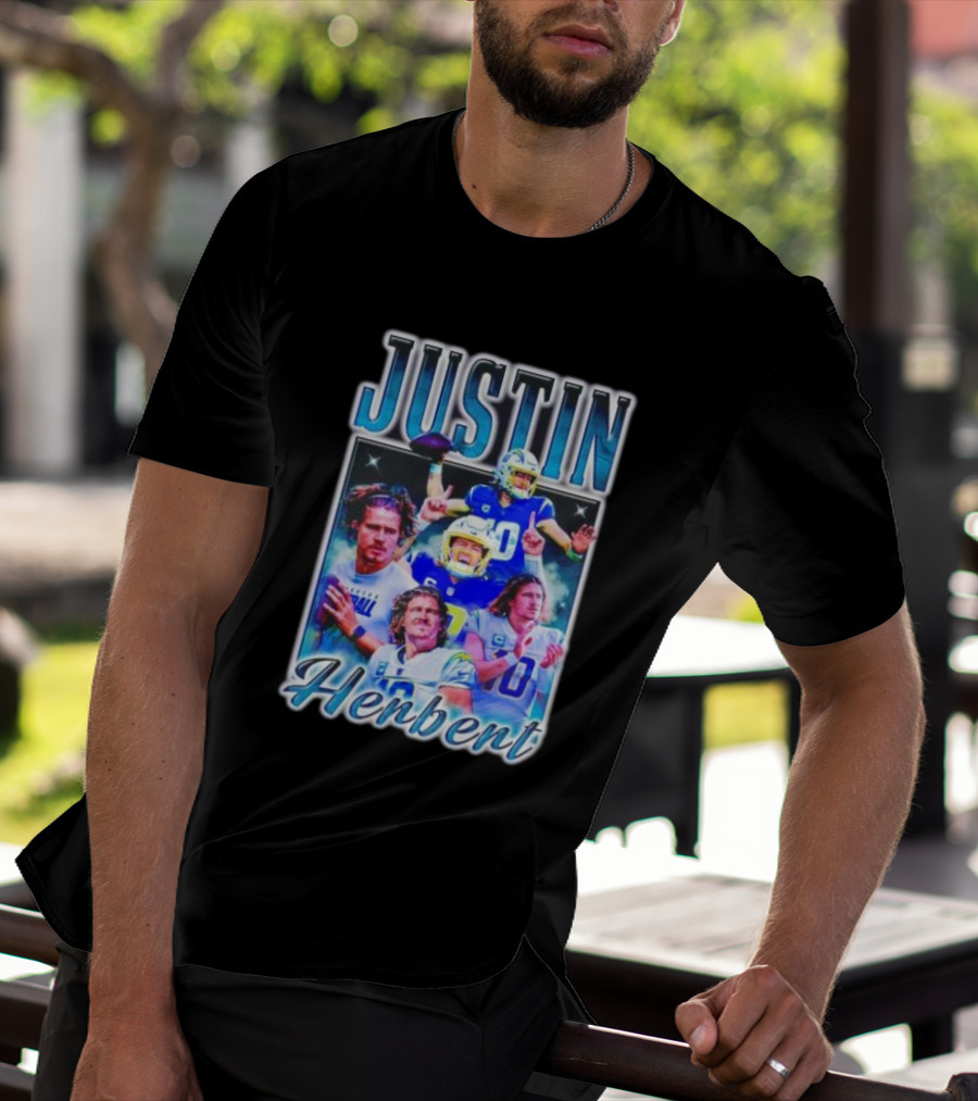Justin Herbert Dynamic Football Moments Layered T-Shirt