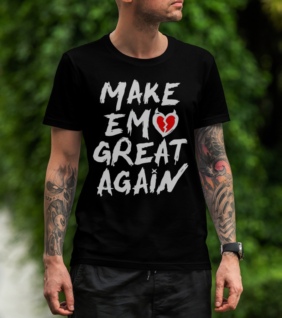 MAKE EMO GREAT AGAIN Broken Heart Devil Horns T-Shirt