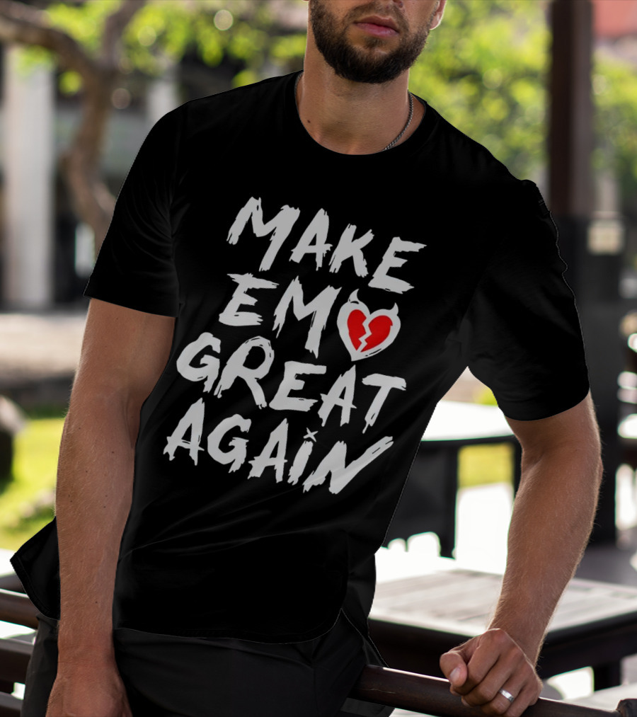MAKE EMO GREAT AGAIN Broken Heart Devil Horns T-Shirt