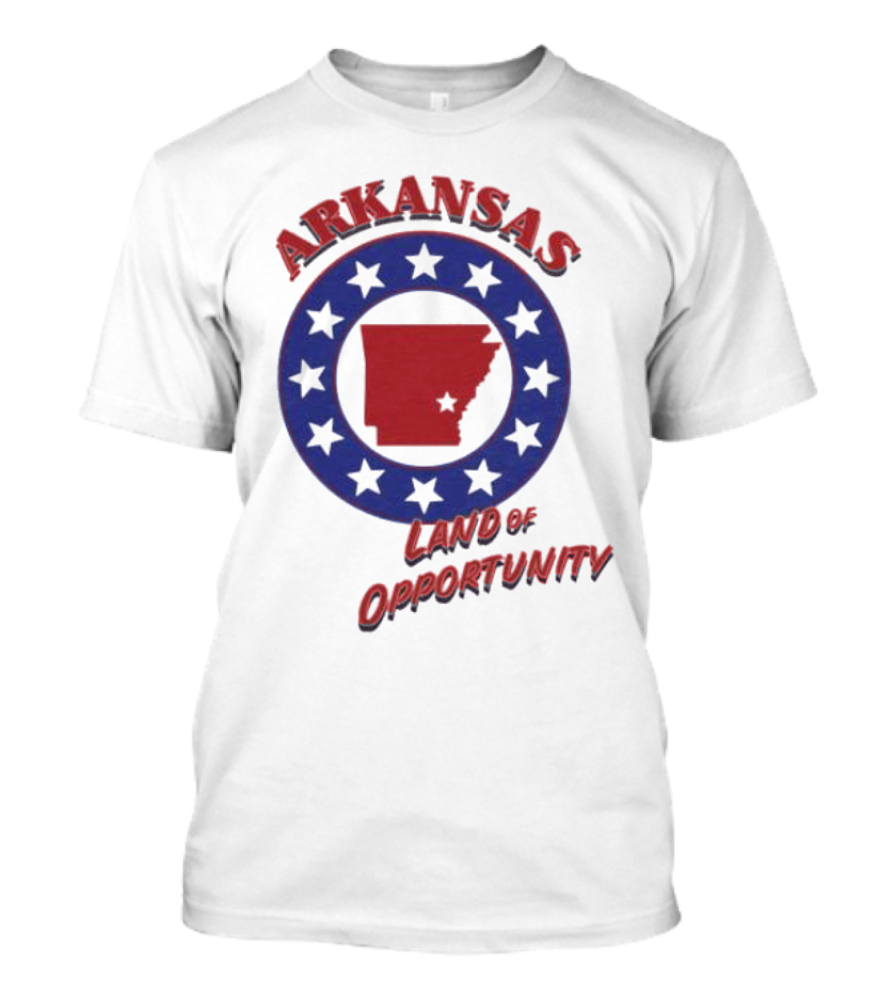 Arkansas Land Of Opportunity Red State Blue Star Circle T-Shirt