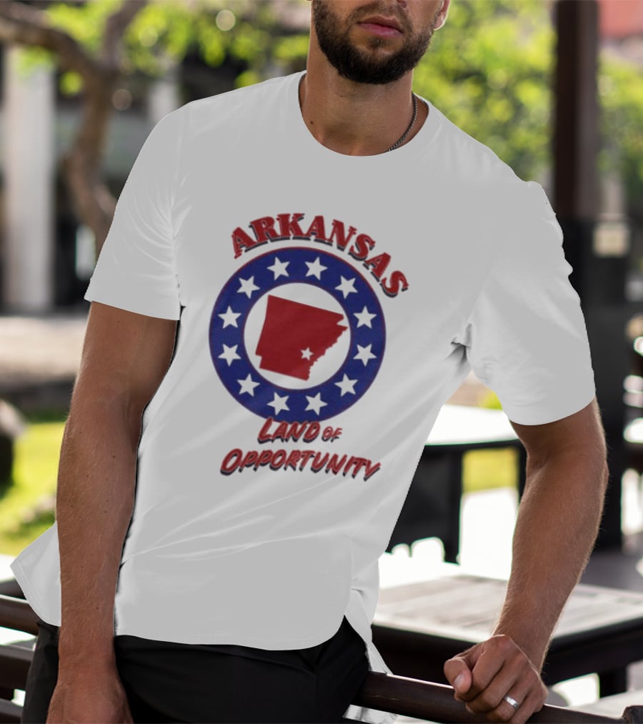 Arkansas Land Of Opportunity Red State Blue Star Circle T-Shirt