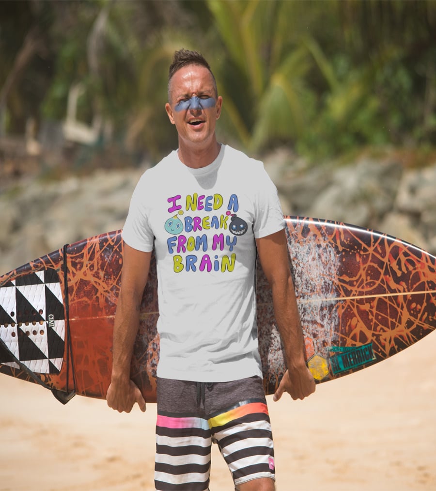 I Need A Break From My Brain With Playful Cartoon Characters T-Shirt