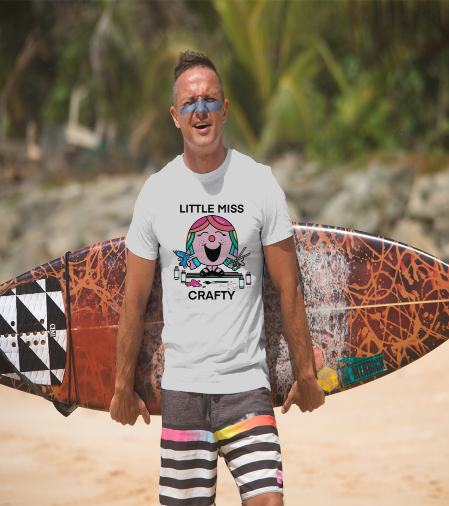 Little Miss Crafty Colorful Art Tools And Smiling Character T-Shirt