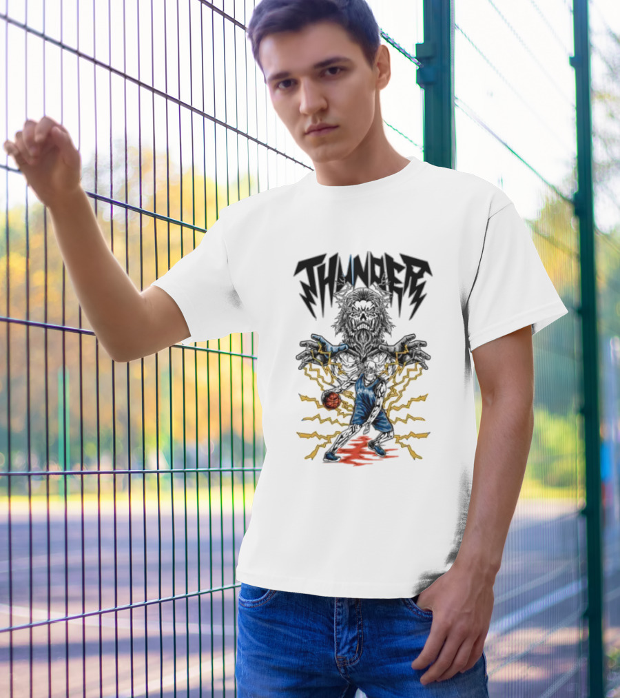 THUNDER Basketball Skeleton Power Burst T-Shirt