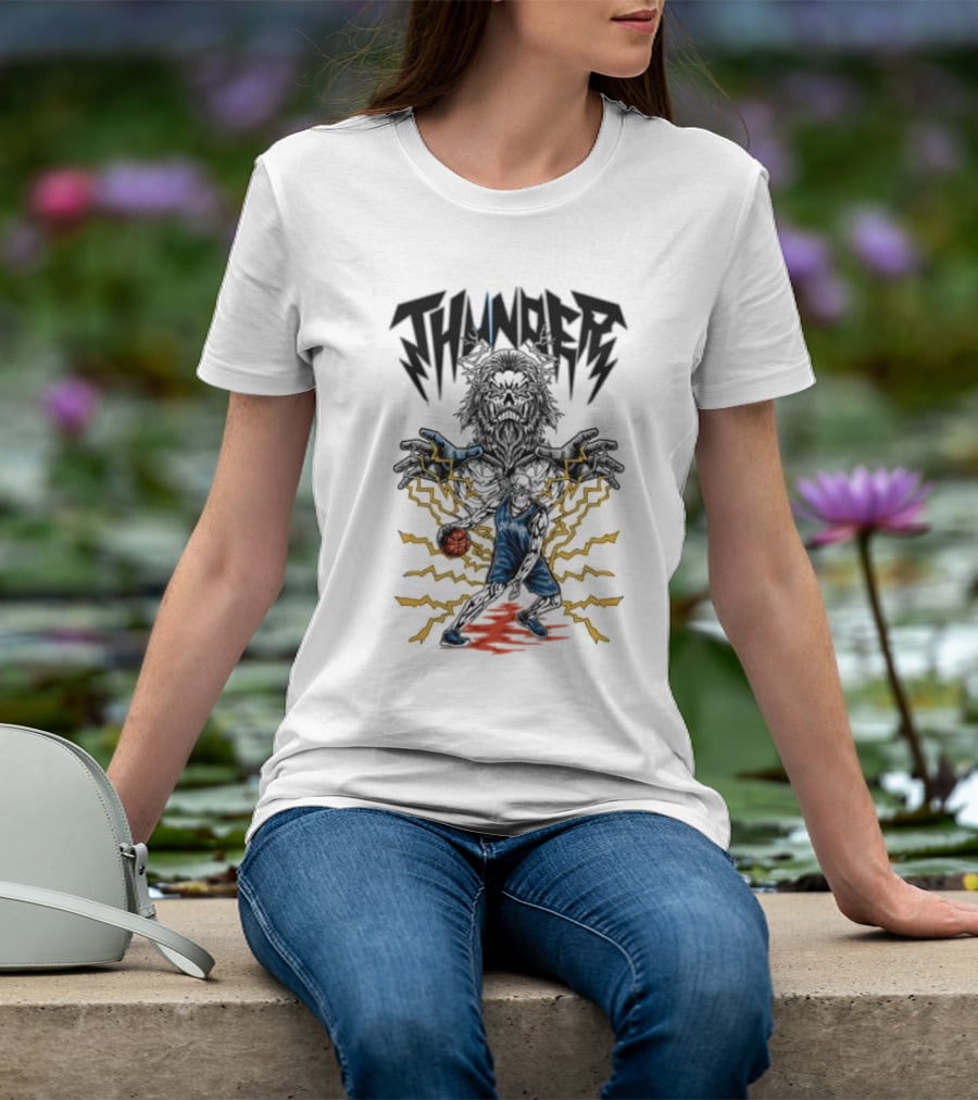 THUNDER Basketball Skeleton Power Burst T-Shirt