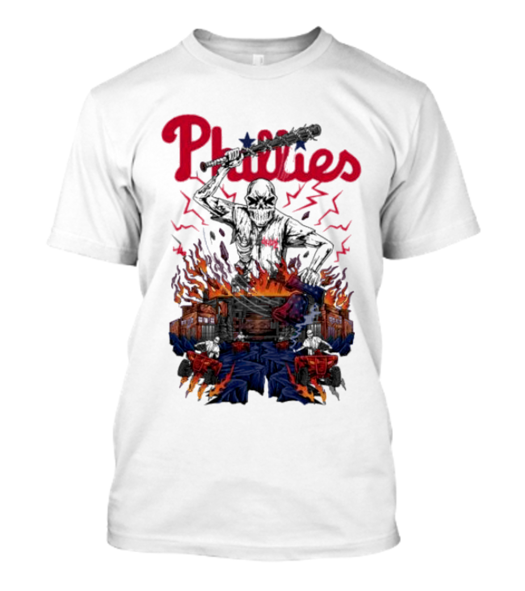 Phillies Ring The Bell Skeleton Flames T-Shirt
