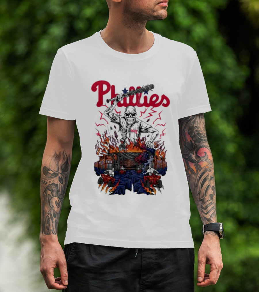 Phillies Ring The Bell Skeleton Flames T-Shirt