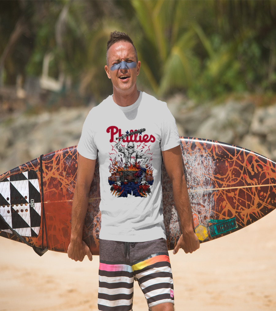 Phillies Ring The Bell Skeleton Flames T-Shirt