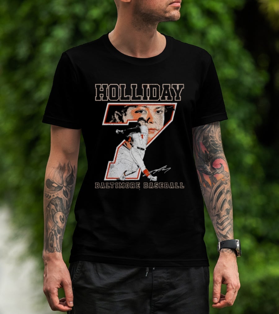 Holliday Number 7 Baltimore Baseball Signature T-Shirt