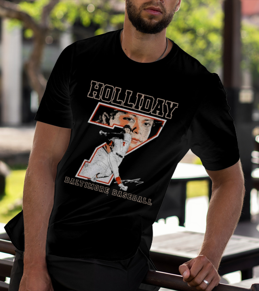 Holliday Number 7 Baltimore Baseball Signature T-Shirt