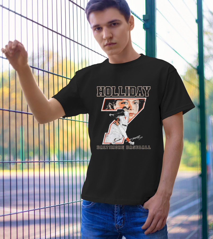 Holliday Number 7 Baltimore Baseball Signature T-Shirt