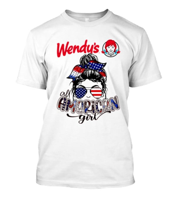 Wendy's All American Girl Messy Bun With Patriotic Sunglasses And Bandana T-Shirt