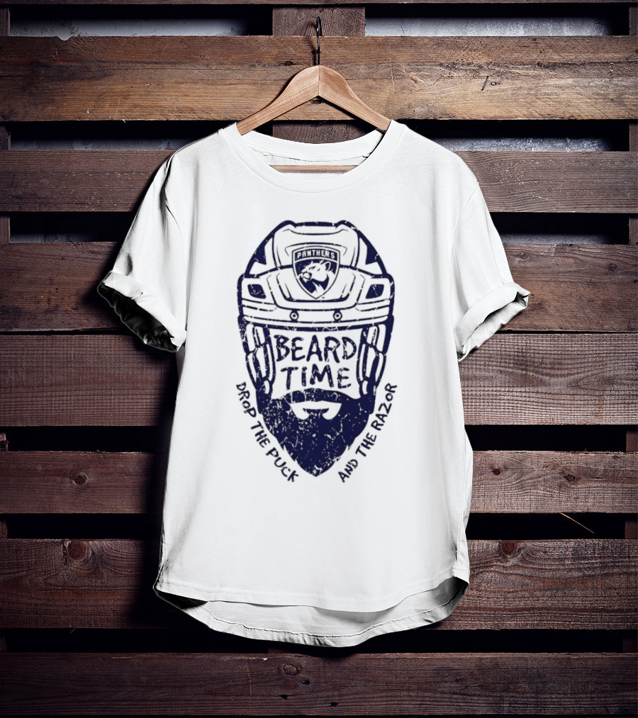 Florida Panthers Beard Time Drop The Puck And The Razor Hockey T-Shirt