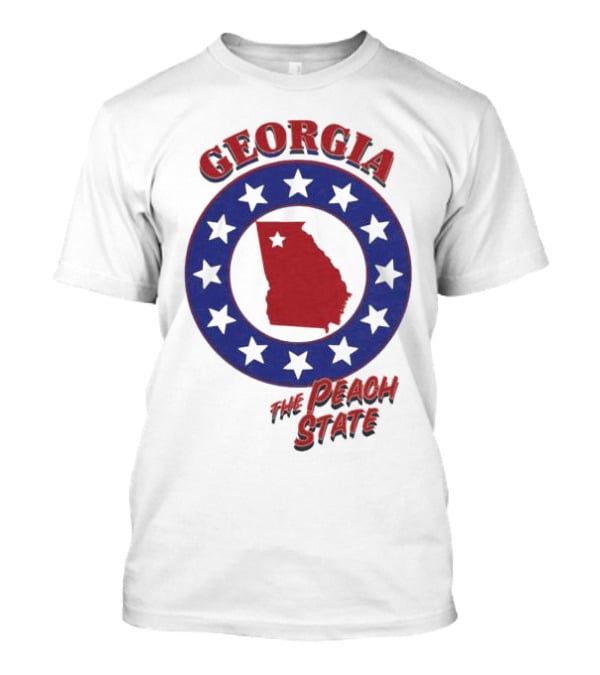 Georgia The Peach State Red And Blue Star Circle T-Shirt