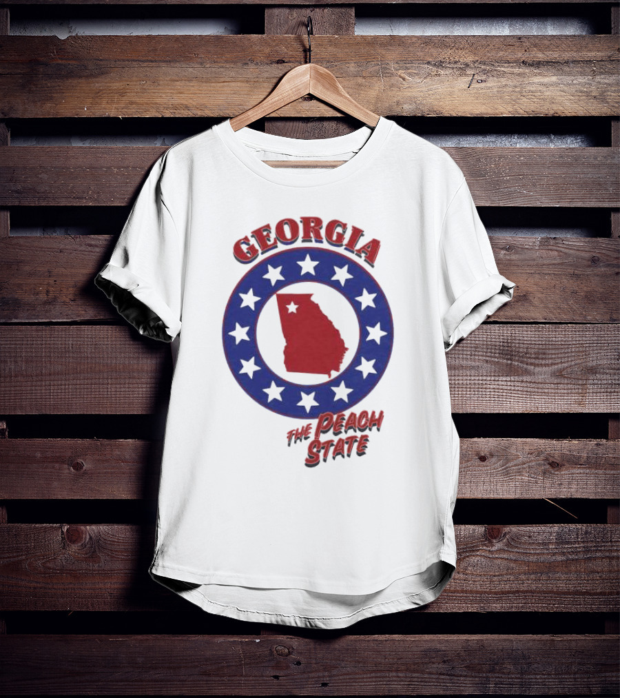 Georgia The Peach State Red And Blue Star Circle T-Shirt