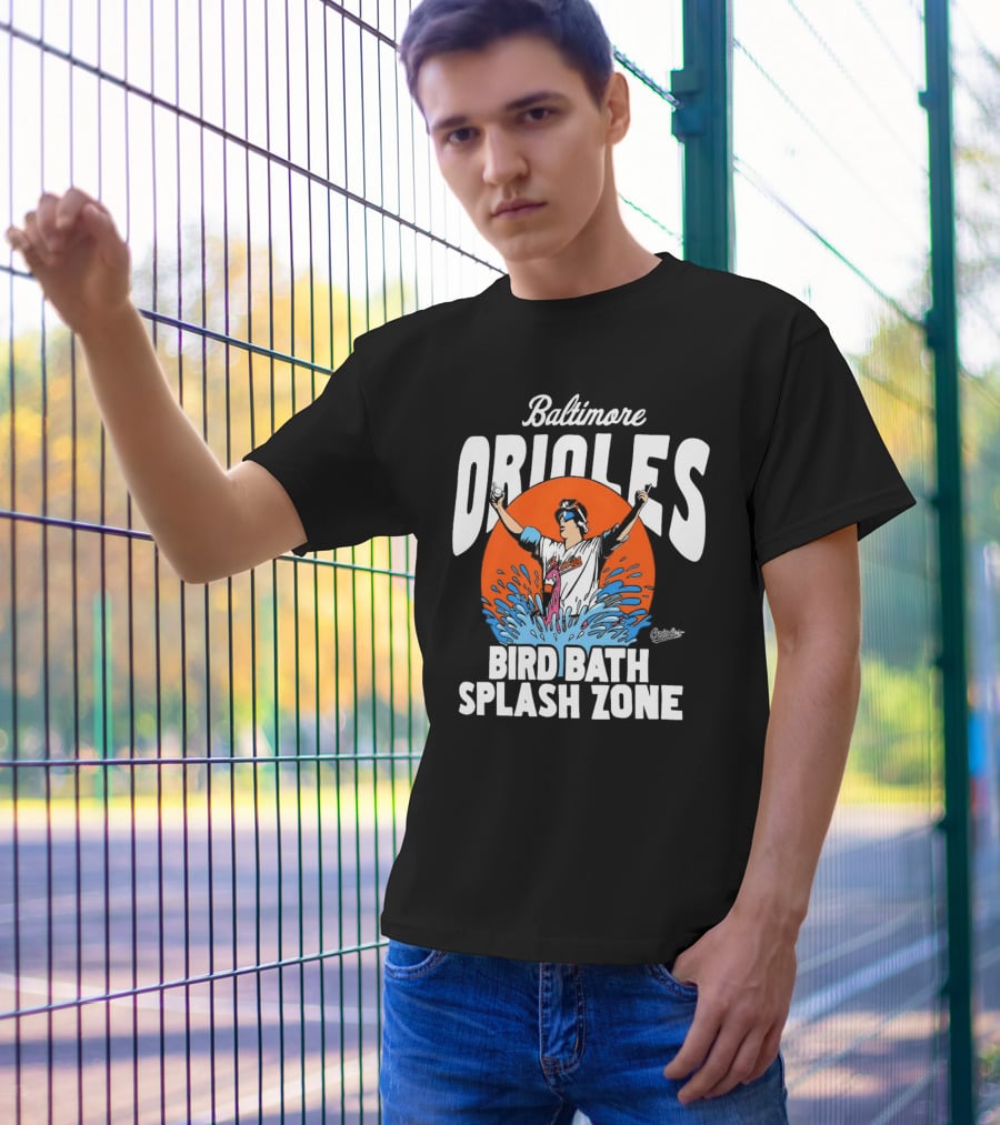 Baltimore Orioles Bird Bath Splash Zone Baseball T-Shirt