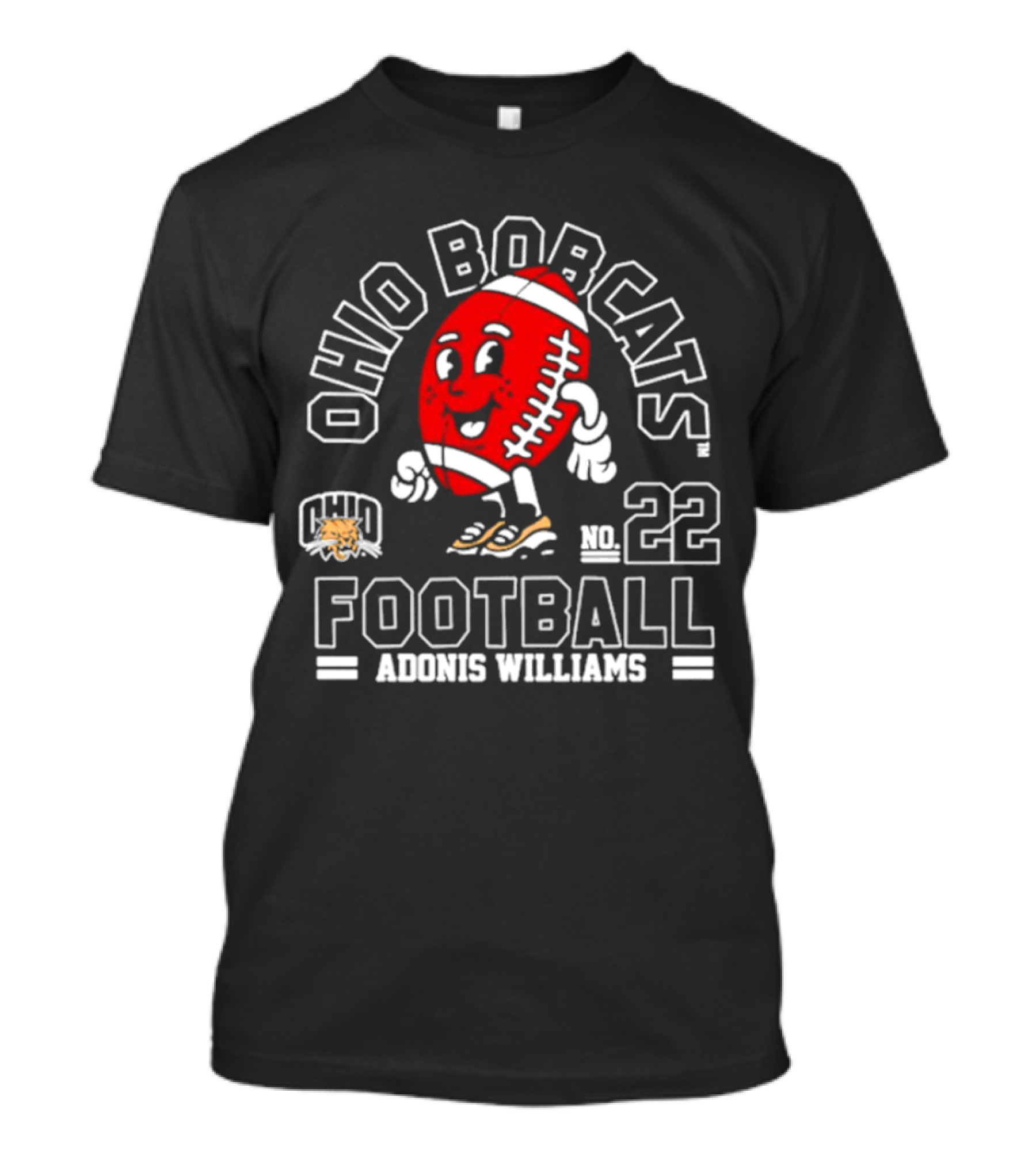 Ohio Bobcats Football No. 22 Adonis Williams T-Shirt