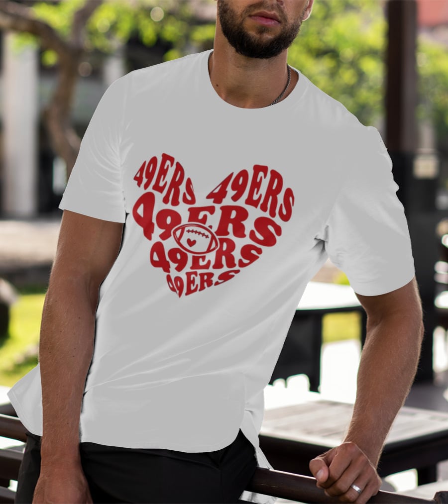 49ers Football Heart Typography T-Shirt
