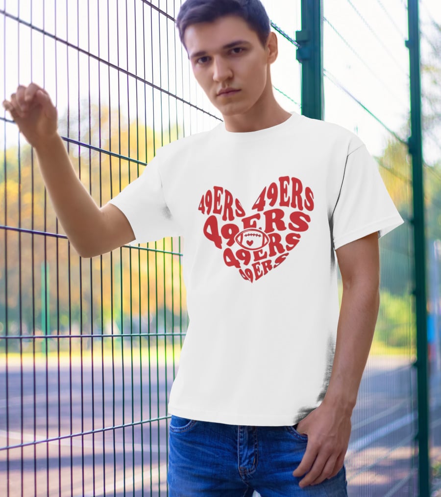 49ers Football Heart Typography T-Shirt