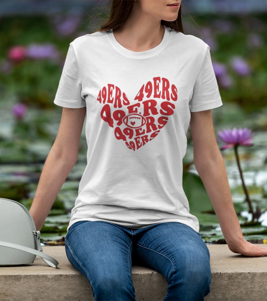 49ers Football Heart Typography T-Shirt