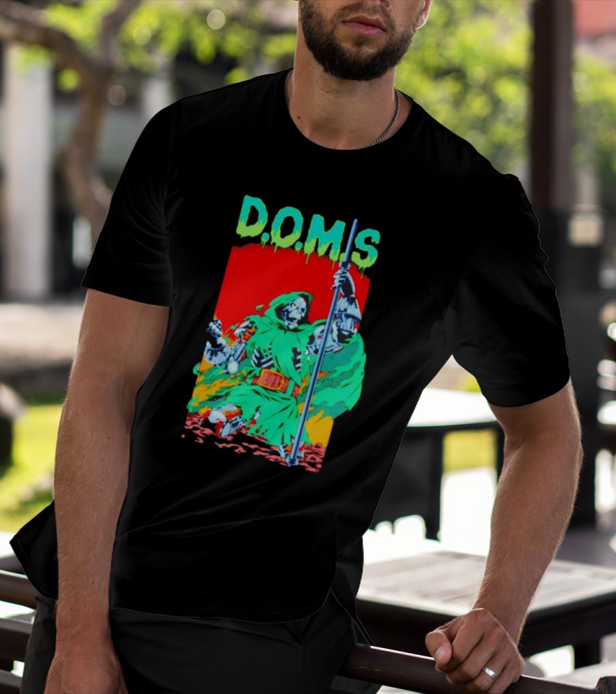 D.O.M.S Skeleton Warrior In Green Cloak Holding Staff T-Shirt