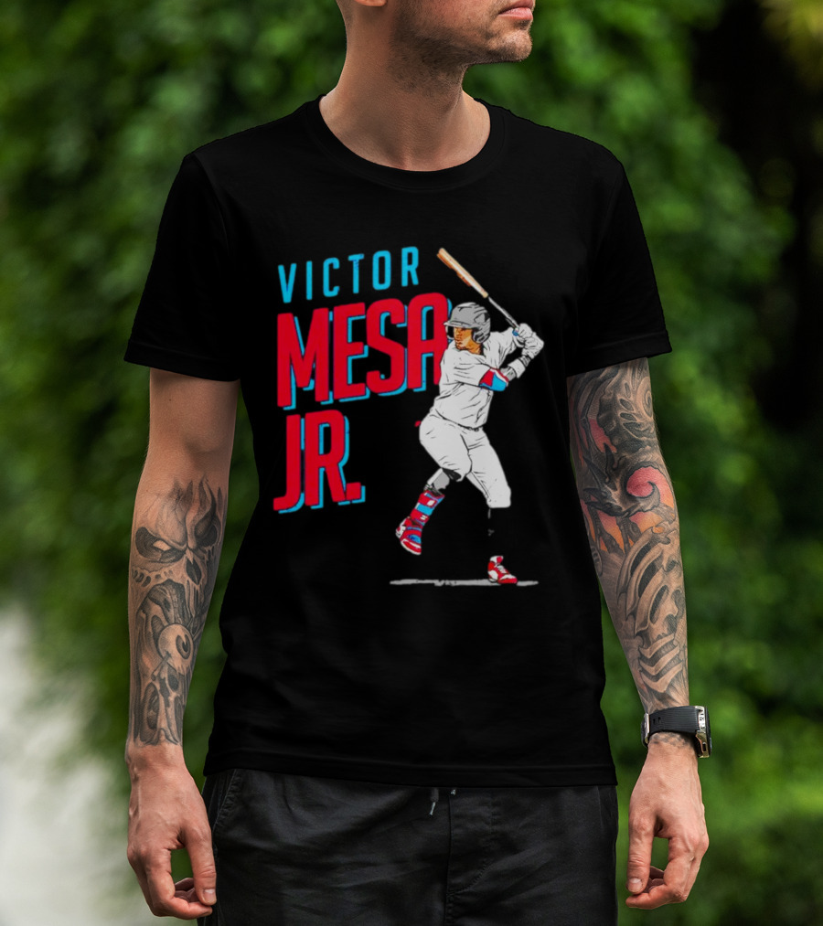 Victor Mesa Jr. Baseball Player With Bat And Colorful Socks T-Shirt