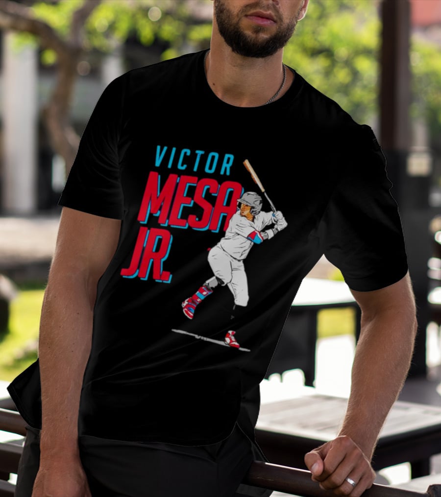 Victor Mesa Jr. Baseball Player With Bat And Colorful Socks T-Shirt