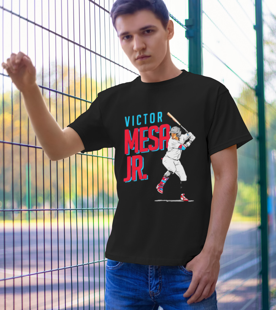 Victor Mesa Jr. Baseball Player With Bat And Colorful Socks T-Shirt