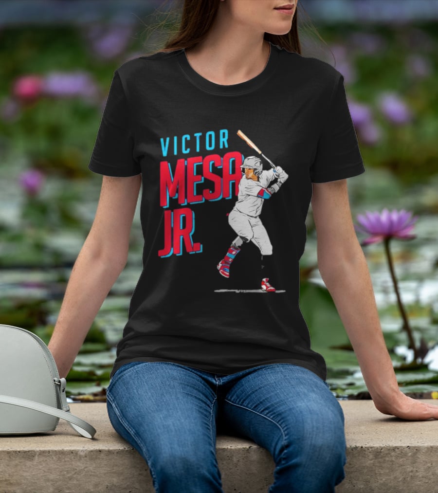 Victor Mesa Jr. Baseball Player With Bat And Colorful Socks T-Shirt