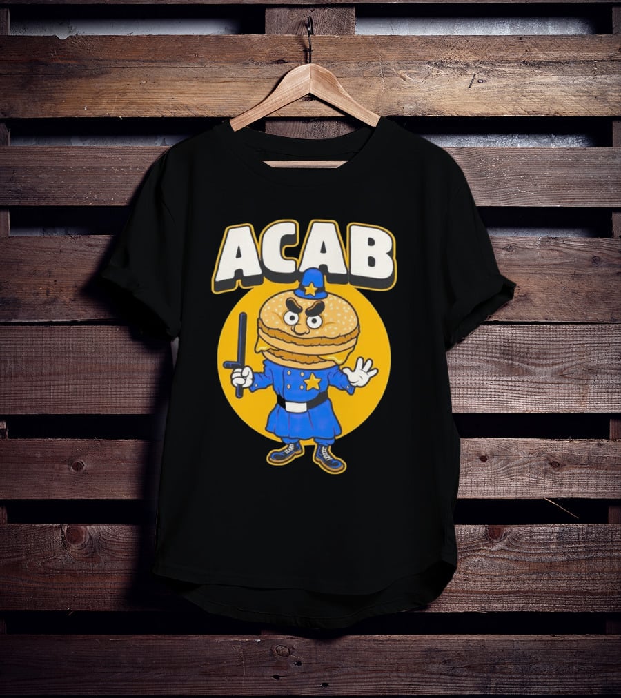 ACABurger Police Officer Burger Cartoon Character Iconic T-Shirt