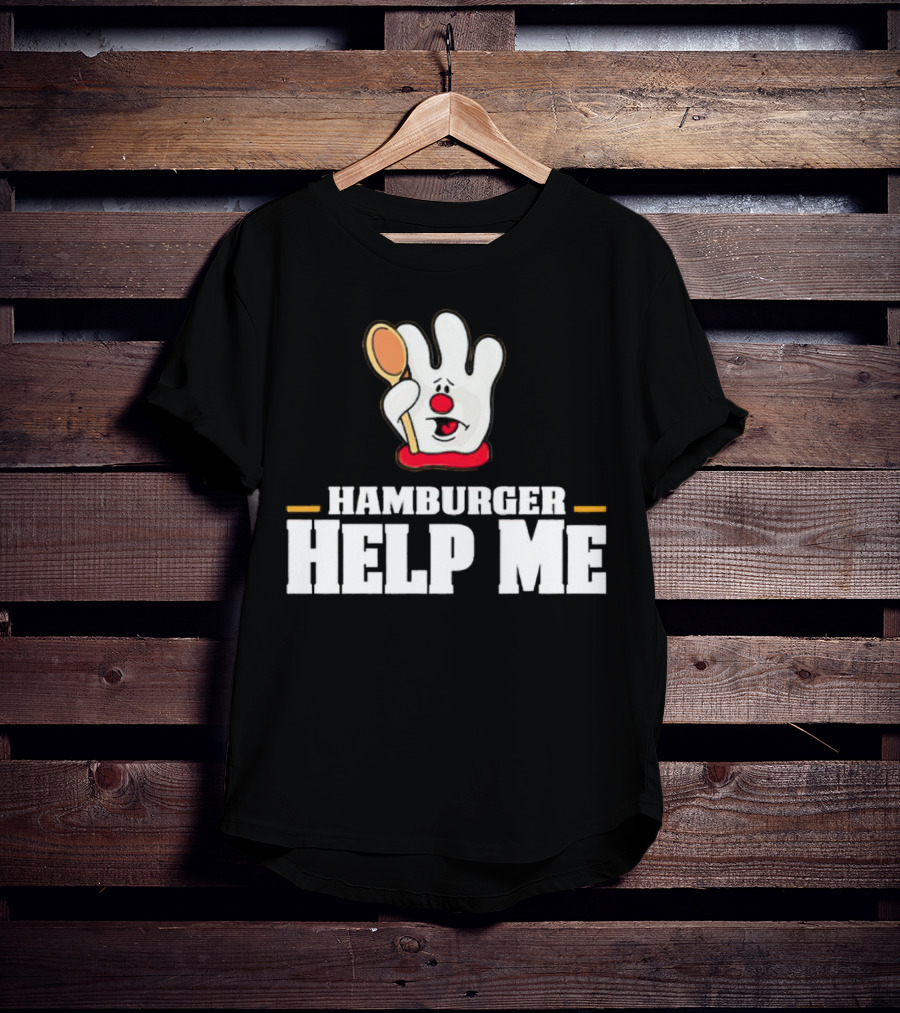 Hamburger Help Me Glove Holding Spoon Retro T-Shirt