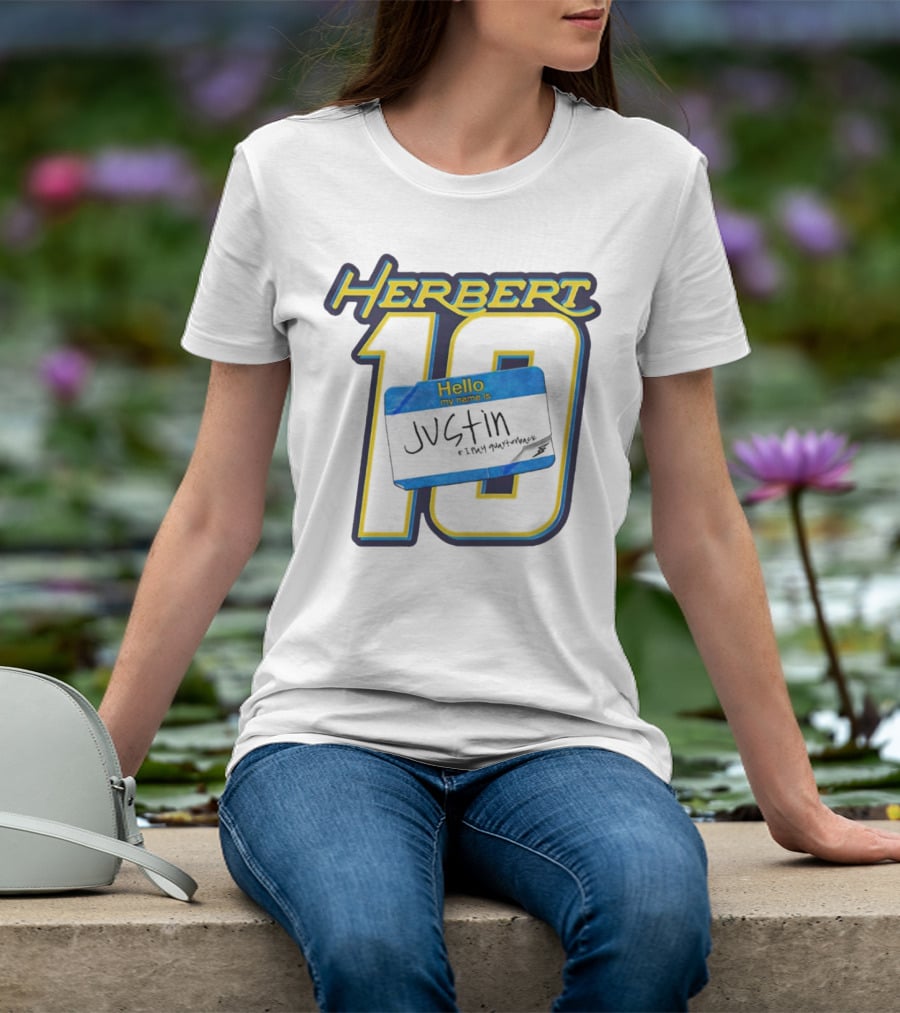 Herbert 10 Hello My Name Is Justin I Play Quarterback T-Shirt