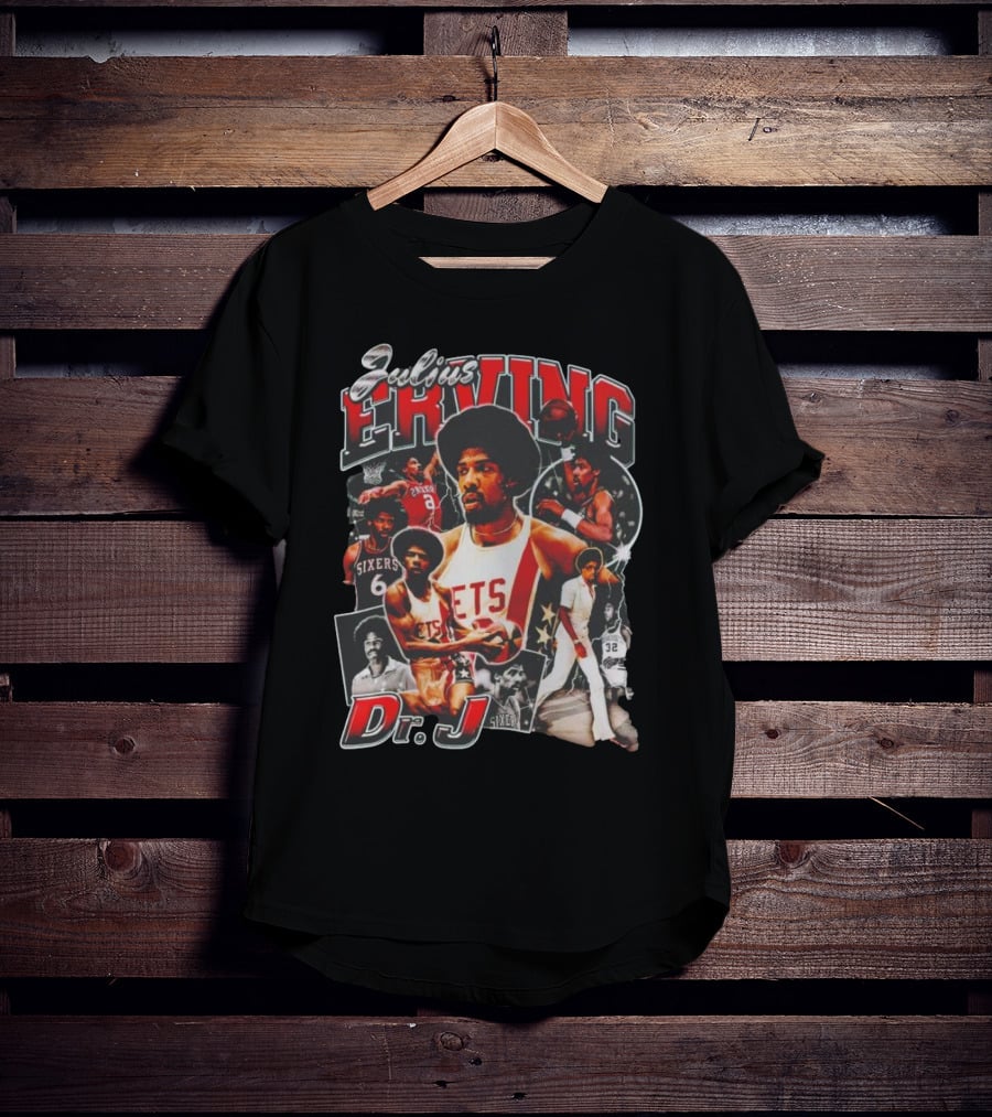 Julius Erving Dr J Sixers Nets Basketball Legend T-Shirt