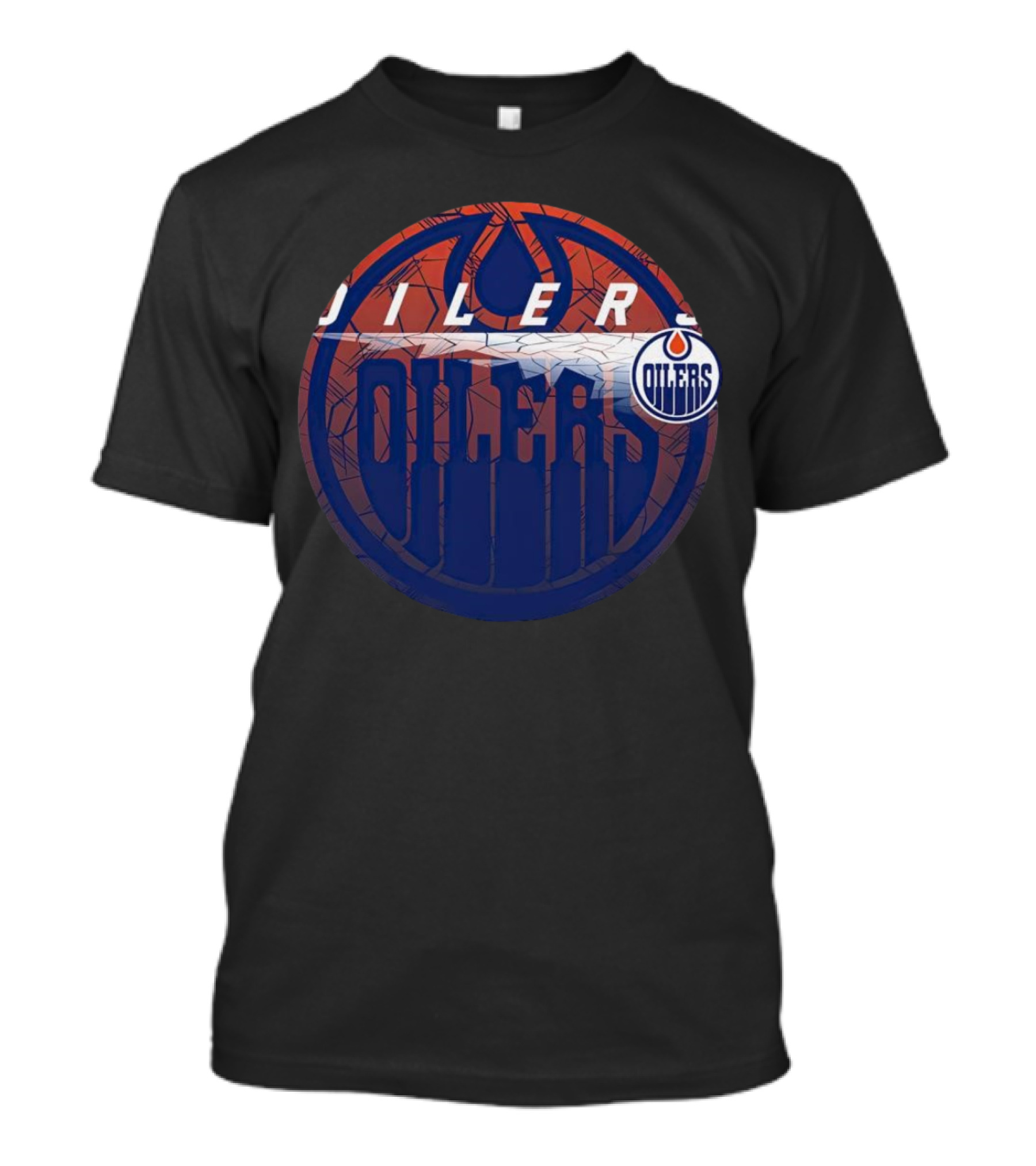 NHL Edmonton Oilers Cracked Ice Logo Hockey Oilers T-Shirt