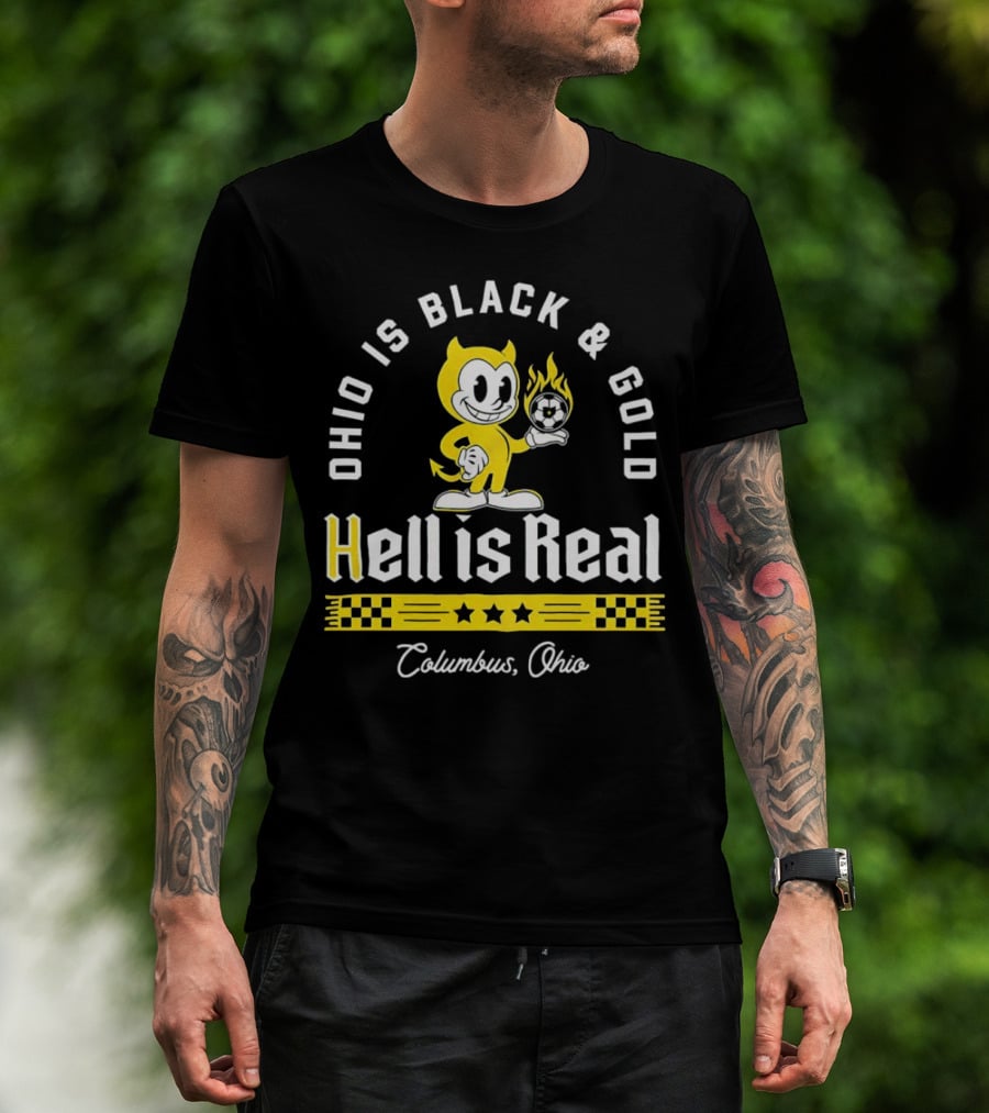 Ohio Is Black And Gold Hell Is Real Columbus Soccer Devil T-Shirt