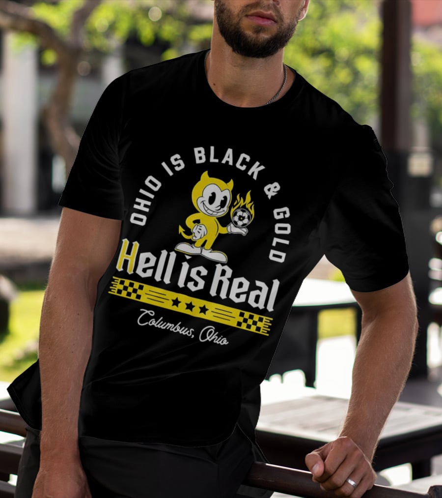 Ohio Is Black And Gold Hell Is Real Columbus Soccer Devil T-Shirt