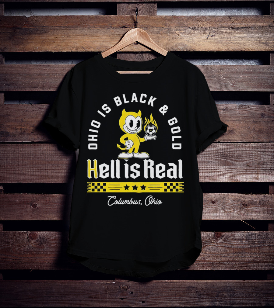 Ohio Is Black And Gold Hell Is Real Columbus Soccer Devil T-Shirt