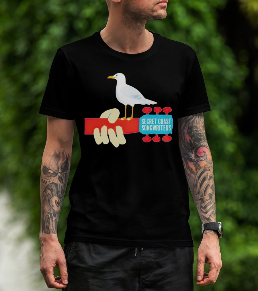 Secret Coast Songwriters Seagull On Red Guitar Neck T-Shirt