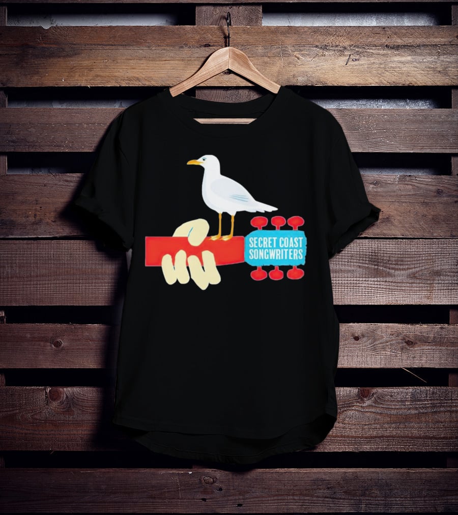 Secret Coast Songwriters Seagull On Red Guitar Neck T-Shirt