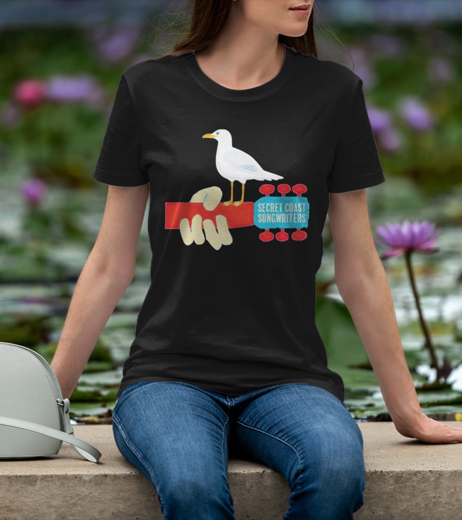 Secret Coast Songwriters Seagull On Red Guitar Neck T-Shirt