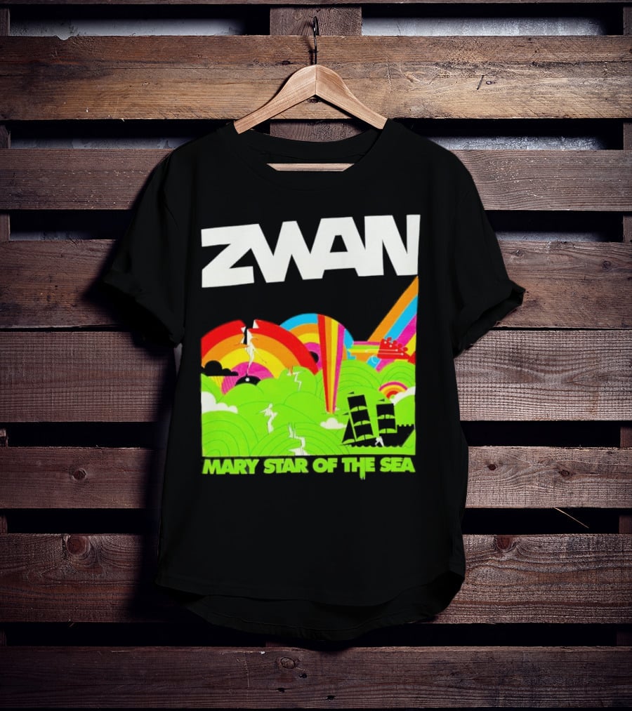 Zwan Mary Star Of The Sea Rainbow Waves Sailboat T-Shirt