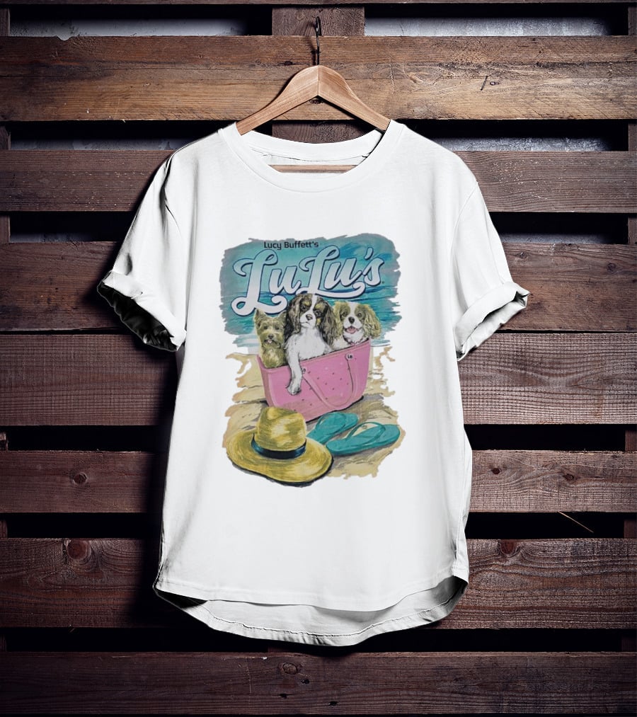 Lucy Buffett’s LuLu’s Beach Dogs In Pink Bag With Hat And Flip-Flops T-Shirt