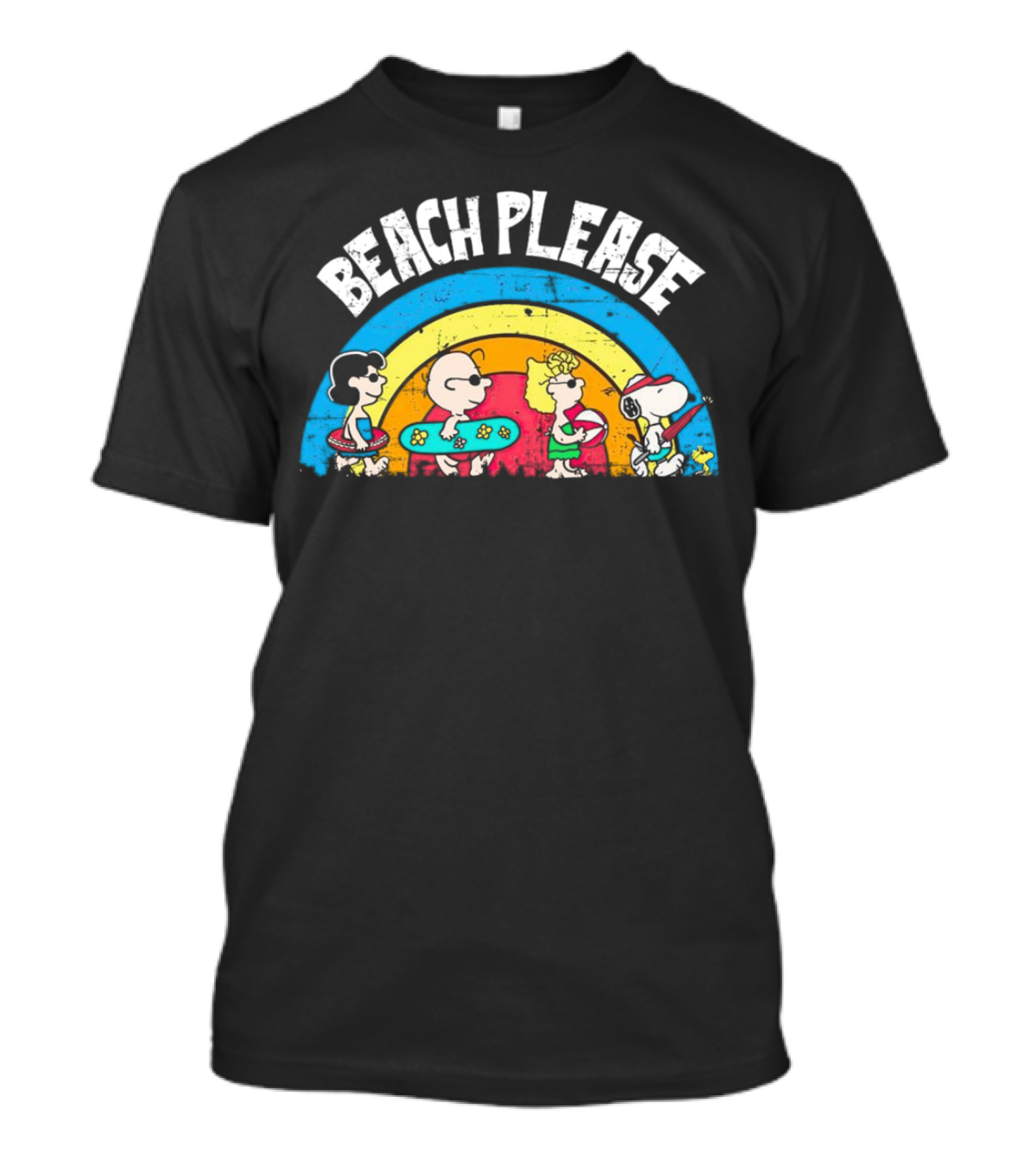 Beach Please Peanuts Surf Snoopy Charlie Brown Woodstock Lucy T-Shirt