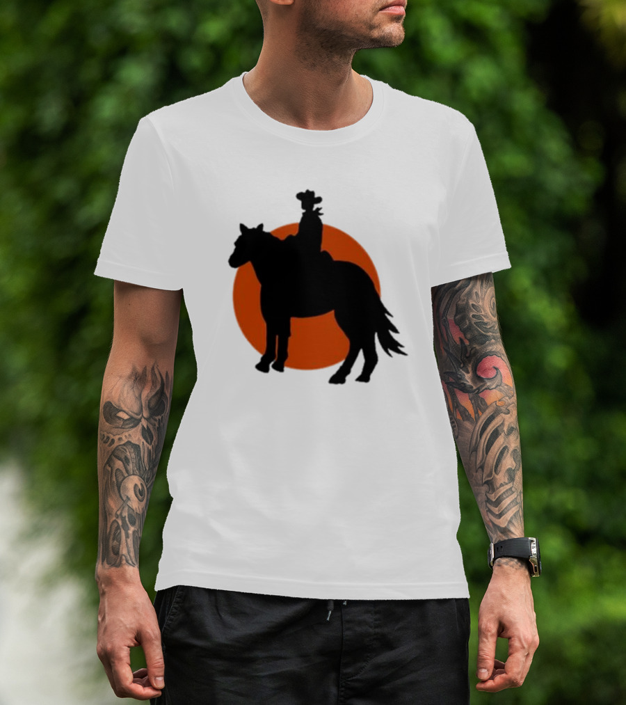 Alex Cowboy Bargain Silhouette Against Sunset T-Shirt