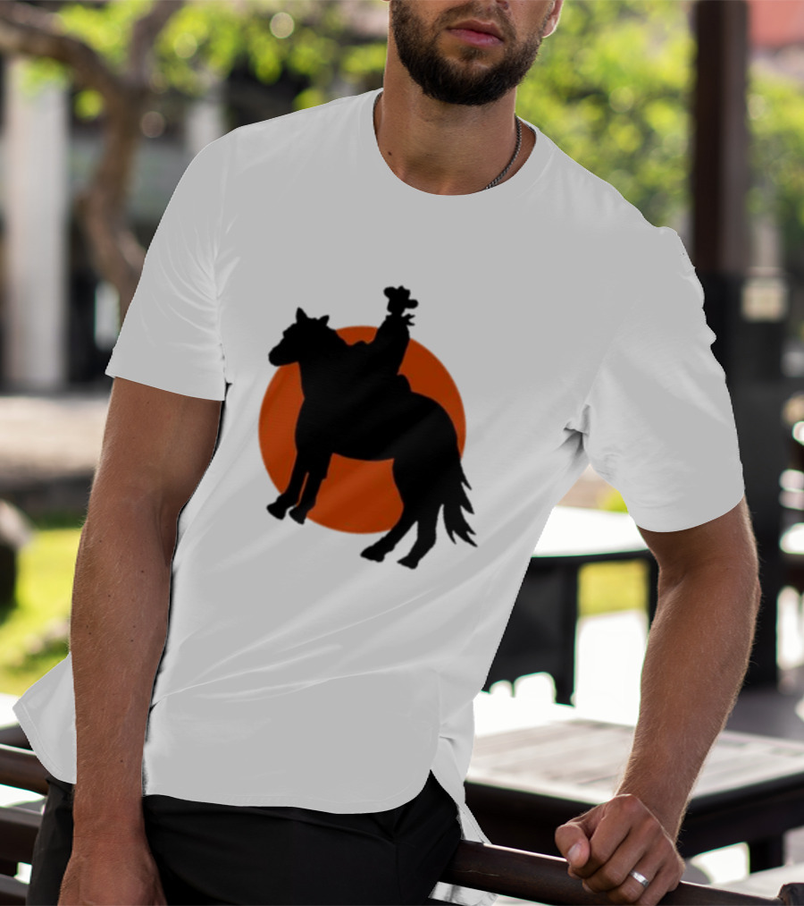 Alex Cowboy Bargain Silhouette Against Sunset T-Shirt