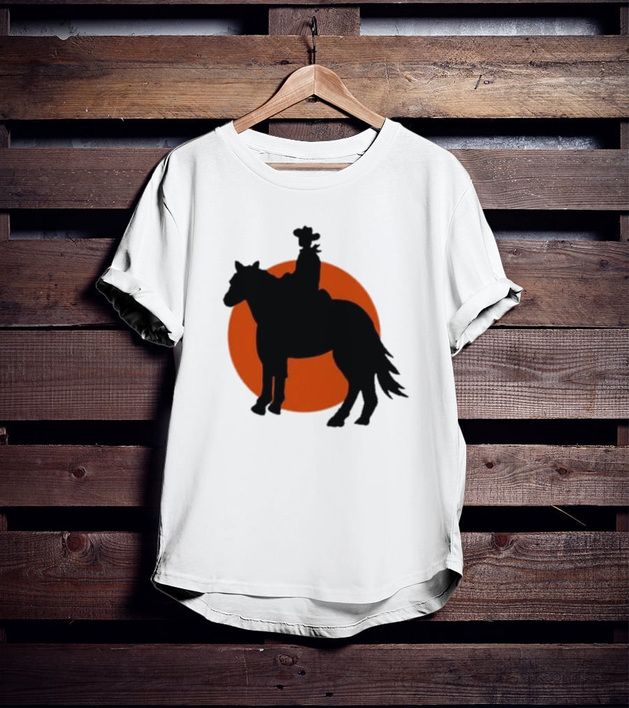 Alex Cowboy Bargain Silhouette Against Sunset T-Shirt