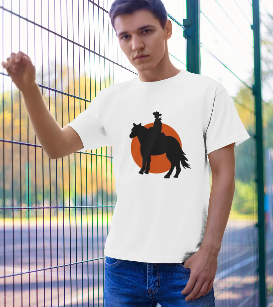 Alex Cowboy Bargain Silhouette Against Sunset T-Shirt