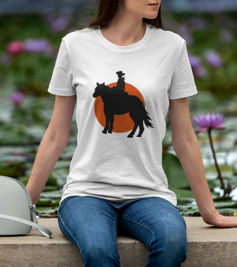 Alex Cowboy Bargain Silhouette Against Sunset T-Shirt